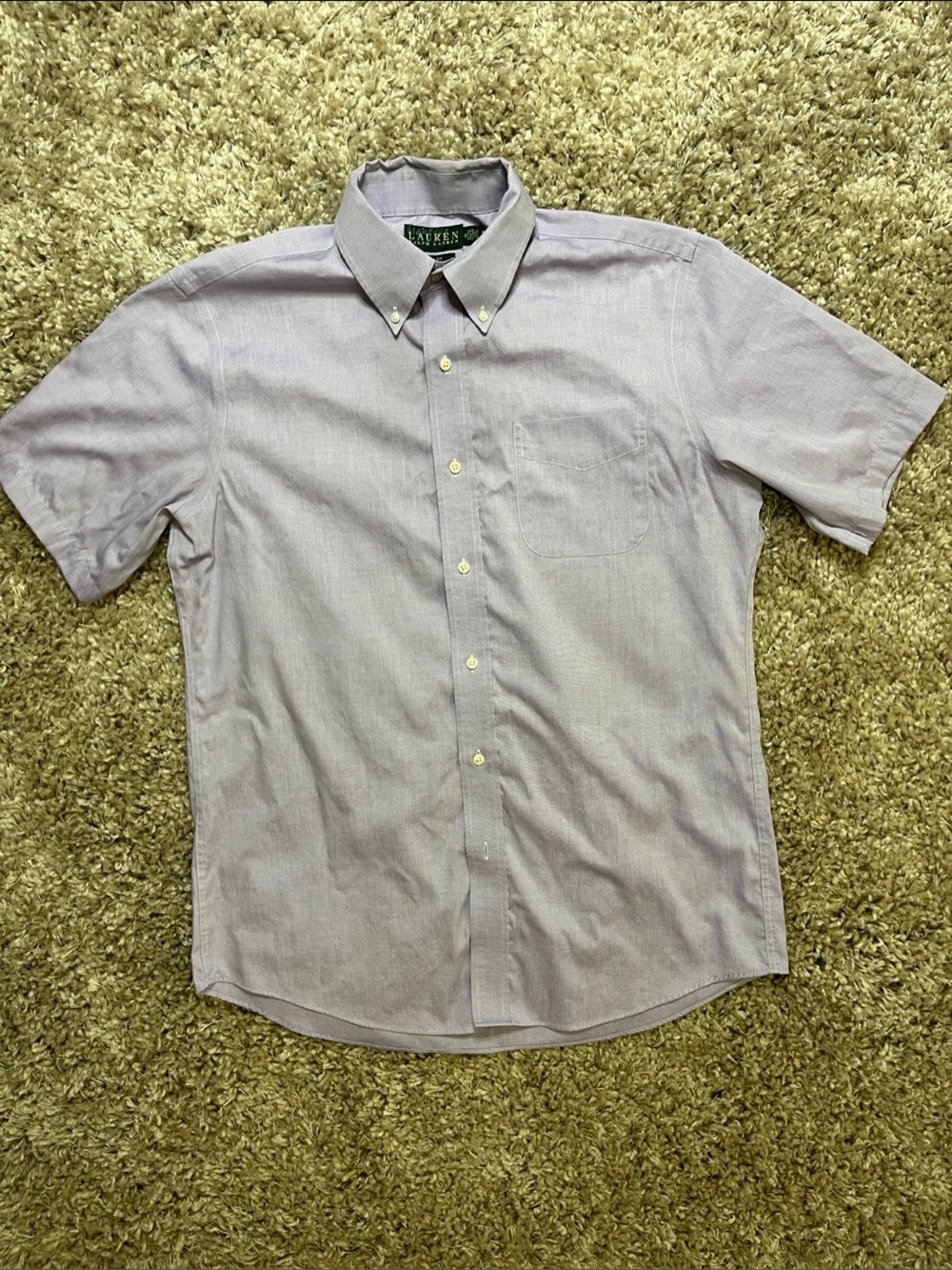 Ralph Lauren Short-Sleeve Button-Down Shirt in Light Lavender